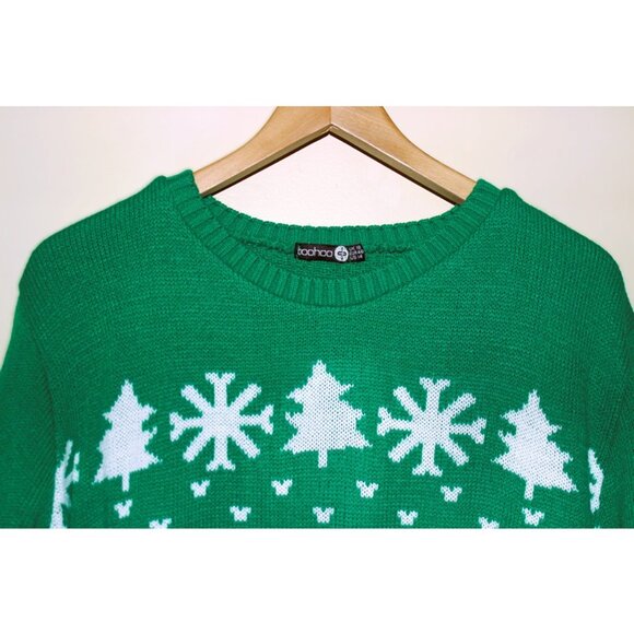 BOOHOO Merry Christmas Ya Filthy Animal Knit Pullover Sweater in Green (Large) - Picture 2 of 6